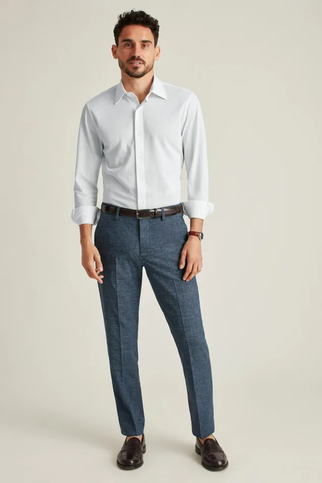 Men Business Casual Shirts Bonobos Knit Pique Shirt White Knit Pique