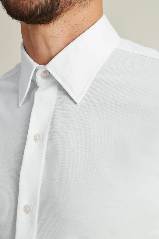 Men Business Casual Shirts Bonobos Knit Pique Shirt White Knit Pique