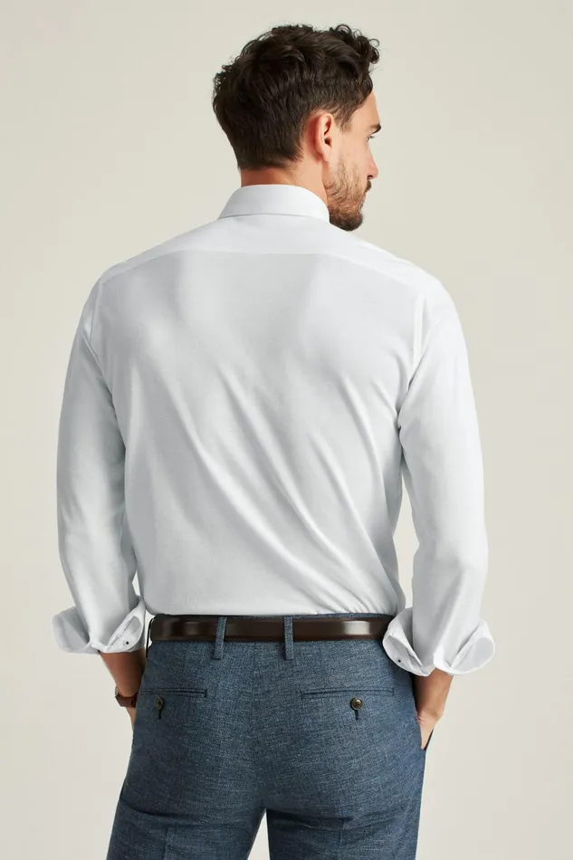 Men Business Casual Shirts Bonobos Knit Pique Shirt White Knit Pique
