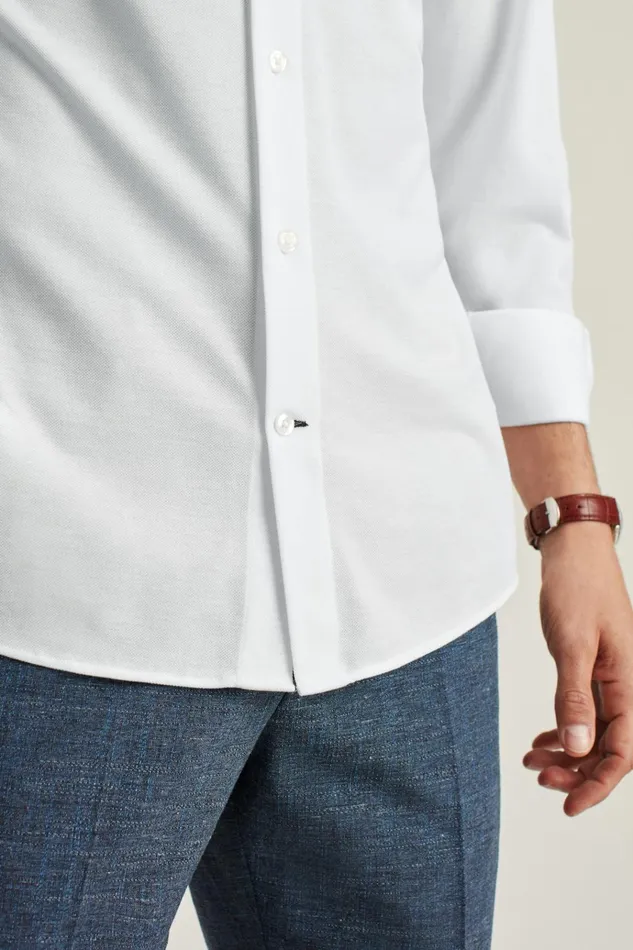 Men Business Casual Shirts Bonobos Knit Pique Shirt White Knit Pique