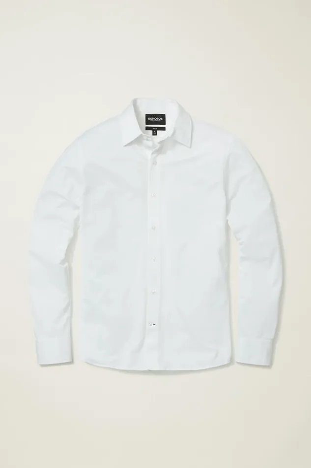 Men Business Casual Shirts Bonobos Knit Pique Shirt White Knit Pique