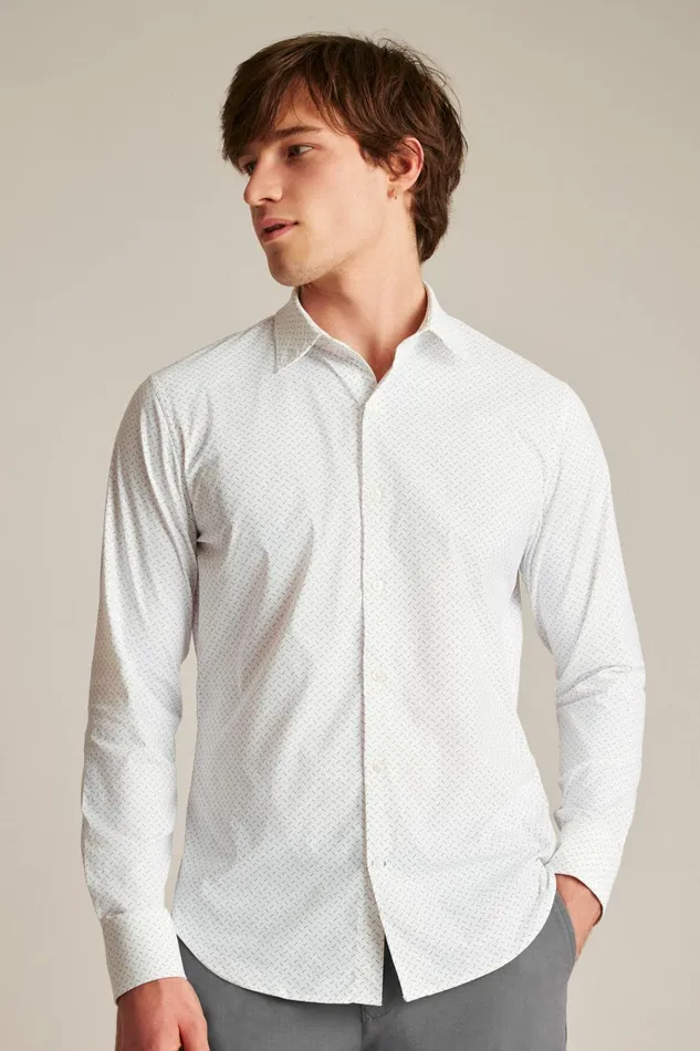 Men Business Casual Shirts Bonobos Tech Button Down Shirt Airy Blue Geo