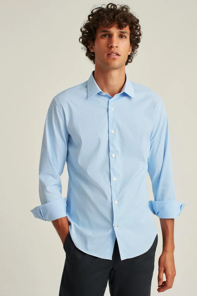 Men Business Casual Shirts Bonobos Tech Button Down Shirt Blue Bondi Gingham