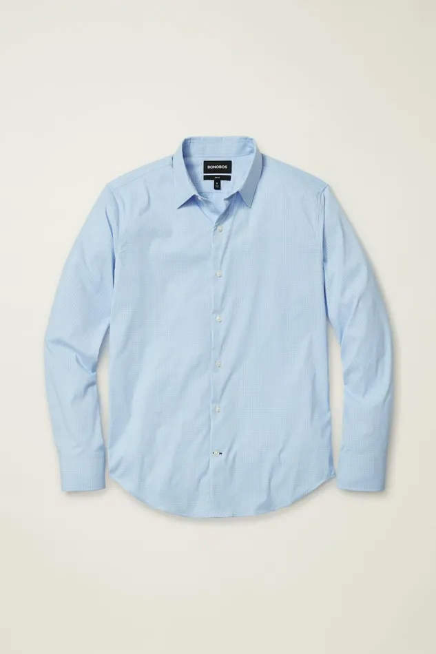 Men Business Casual Shirts Bonobos Tech Button Down Shirt Blue Bondi Gingham