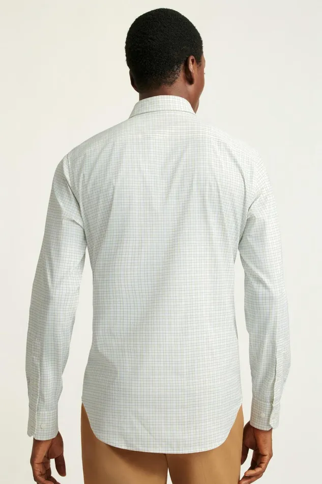 Men Business Casual Shirts Bonobos Tech Button Down Shirt Blue Daffodil Plaid