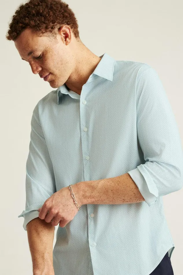Men Business Casual Shirts Bonobos Tech Button Down Shirt Blue Duo Geo
