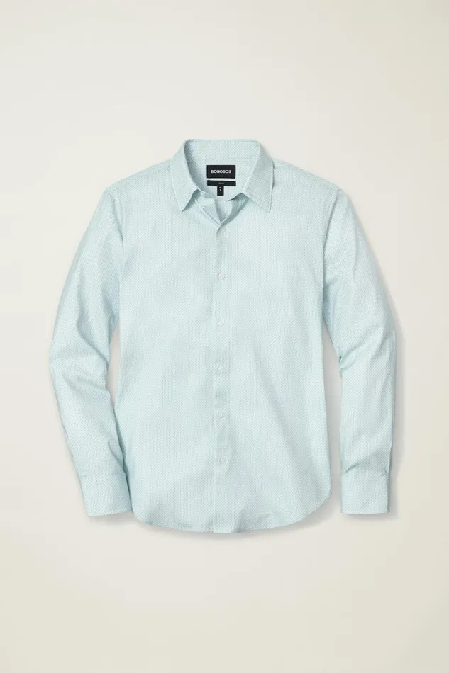 Men Business Casual Shirts Bonobos Tech Button Down Shirt Blue Duo Geo