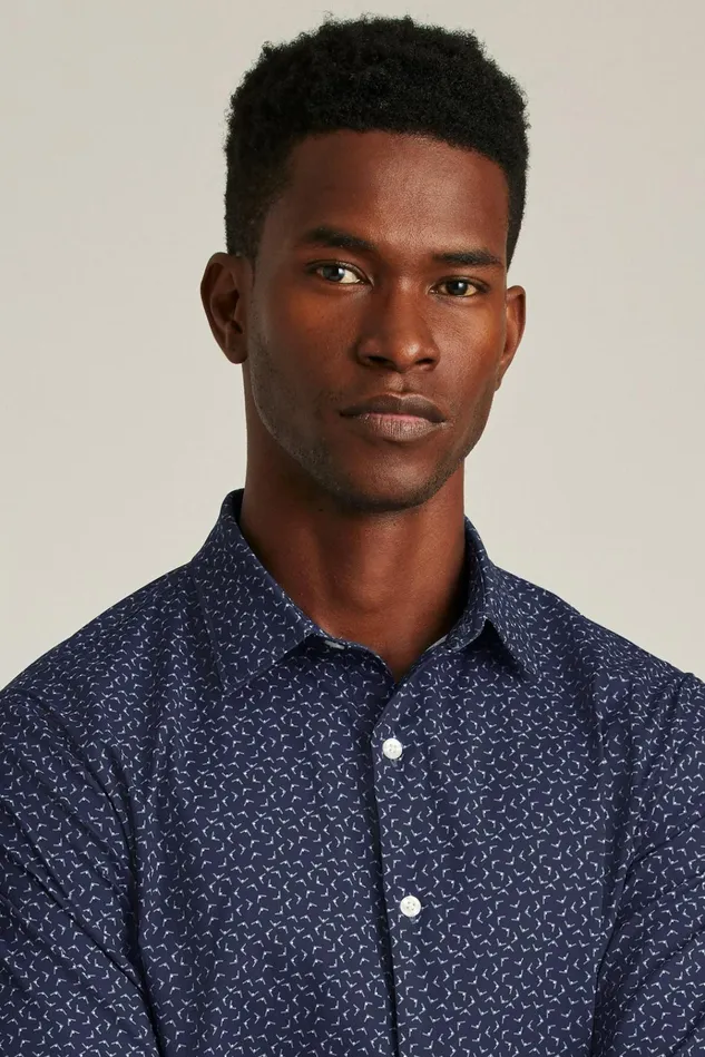 Men Business Casual Shirts Bonobos Tech Button Down Shirt Blue Gull Lake Geo