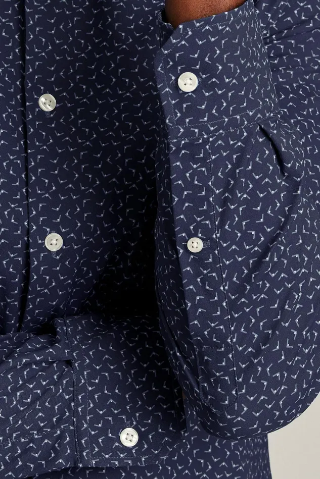 Men Business Casual Shirts Bonobos Tech Button Down Shirt Blue Gull Lake Geo