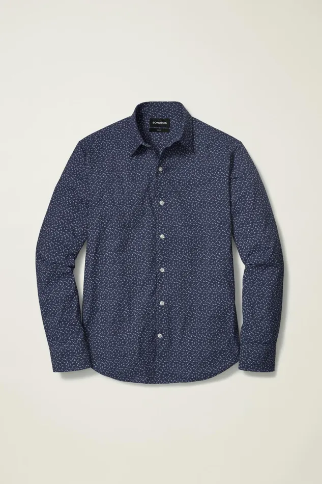 Men Business Casual Shirts Bonobos Tech Button Down Shirt Blue Gull Lake Geo