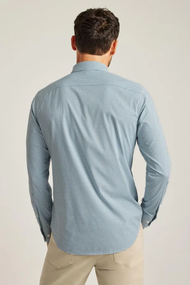 Men Business Casual Shirts Bonobos Tech Button Down Shirt Blue Hughes Check