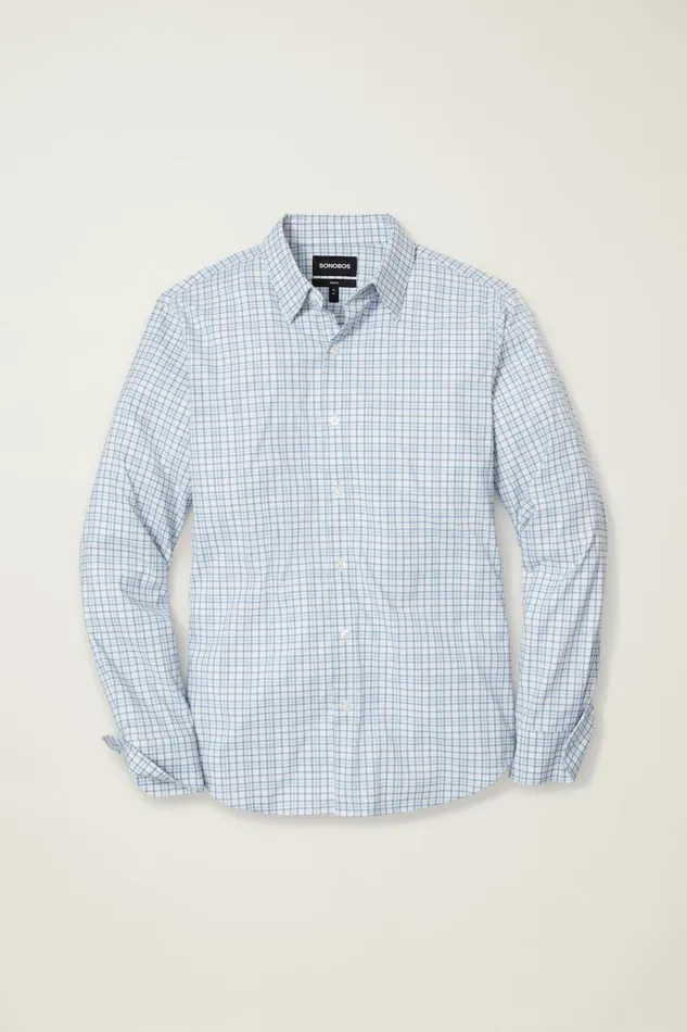 Men Business Casual Shirts Bonobos Tech Button Down Shirt Blue Multi Plaid