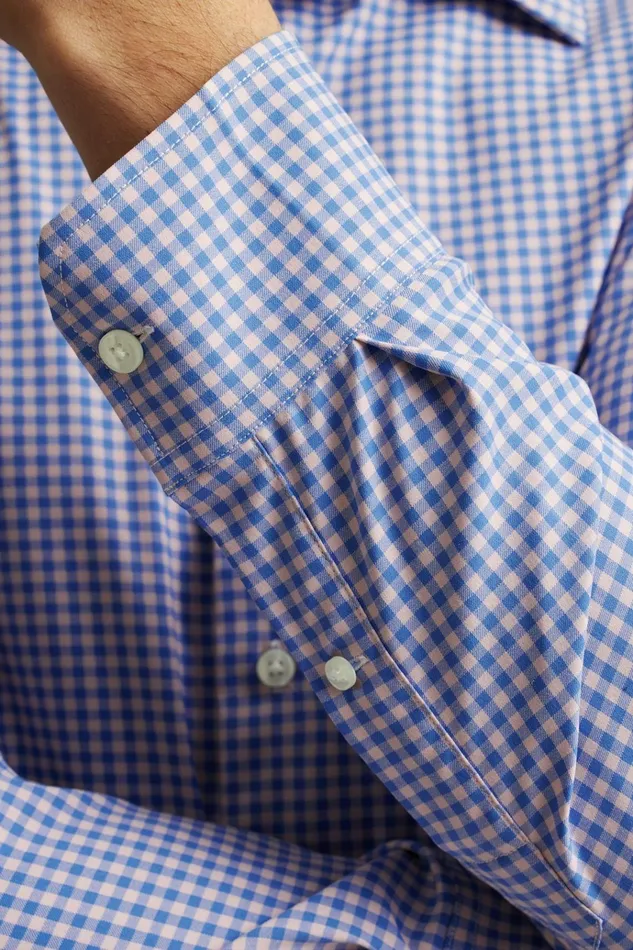 Men Business Casual Shirts Bonobos Tech Button Down Shirt Blue Rose Mini Gingham