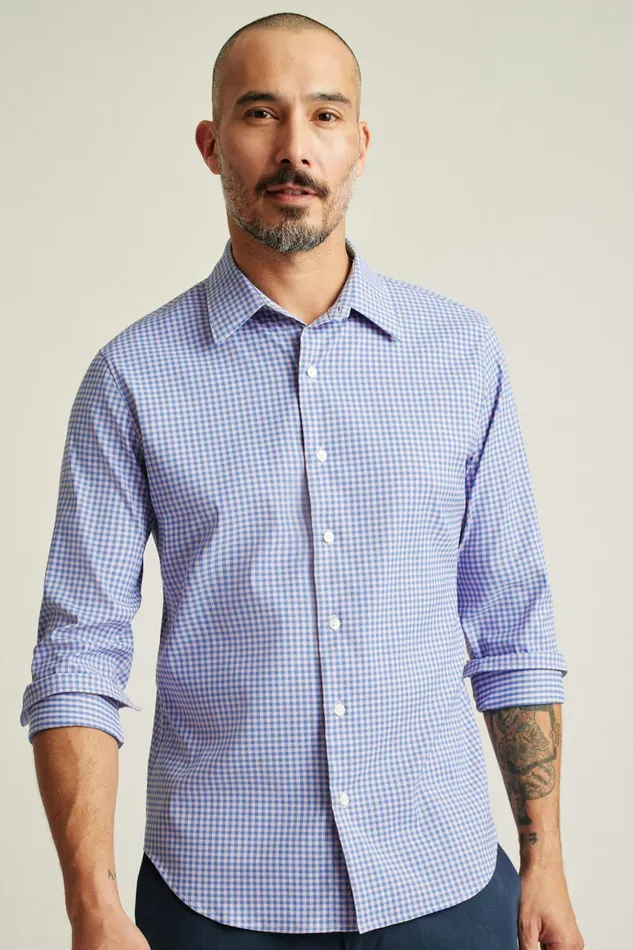 Men Business Casual Shirts Bonobos Tech Button Down Shirt Blue Rose Mini Gingham