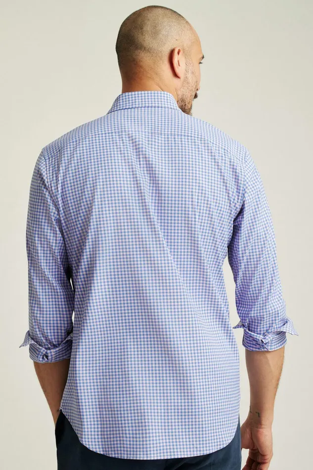 Men Business Casual Shirts Bonobos Tech Button Down Shirt Blue Rose Mini Gingham
