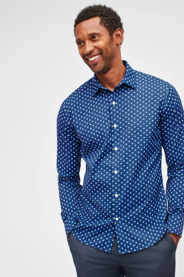 Men Business Casual Shirts Bonobos Tech Button Down Shirt Blue Spring Lake Floral