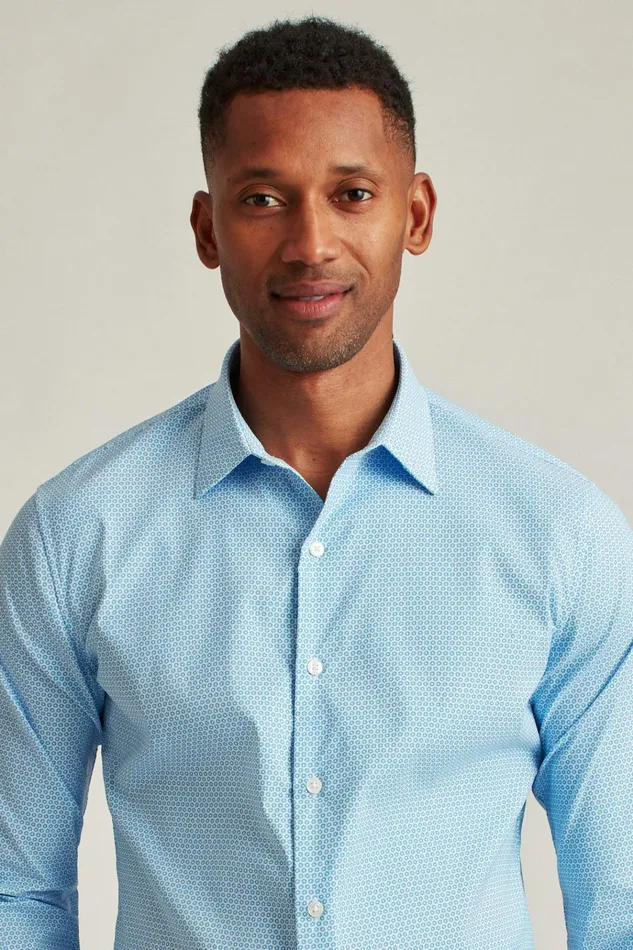 Men Business Casual Shirts Bonobos Tech Button Down Shirt Blue Sunburst Geo