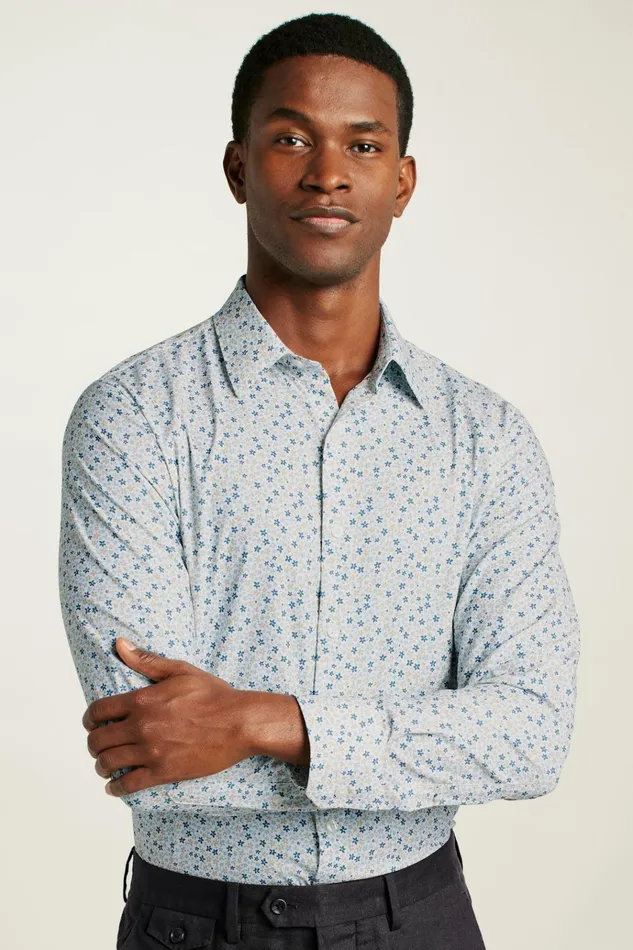 Men Business Casual Shirts Bonobos Tech Button Down Shirt Blue Tan Peyton Floral