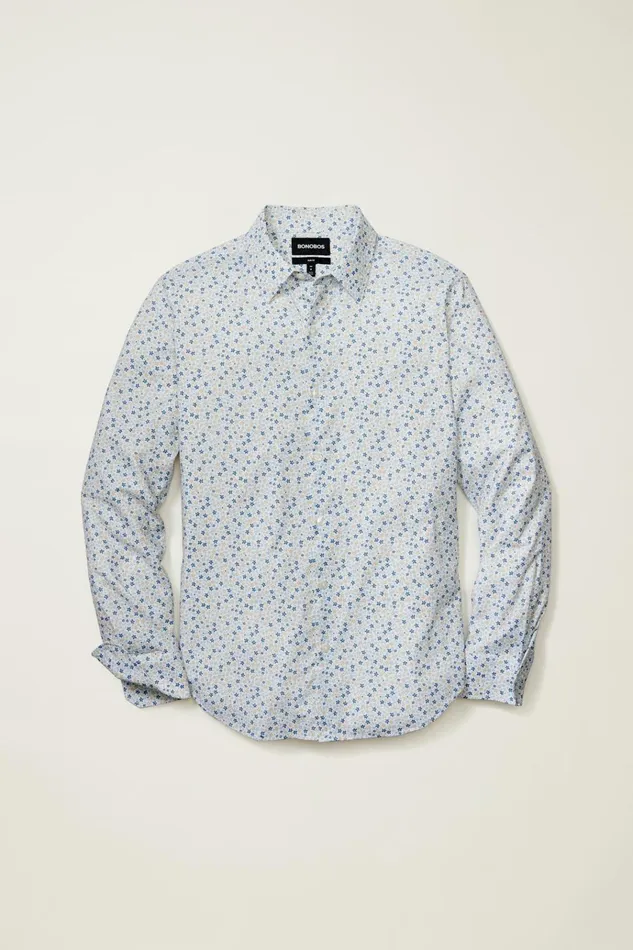 Men Business Casual Shirts Bonobos Tech Button Down Shirt Blue Tan Peyton Floral