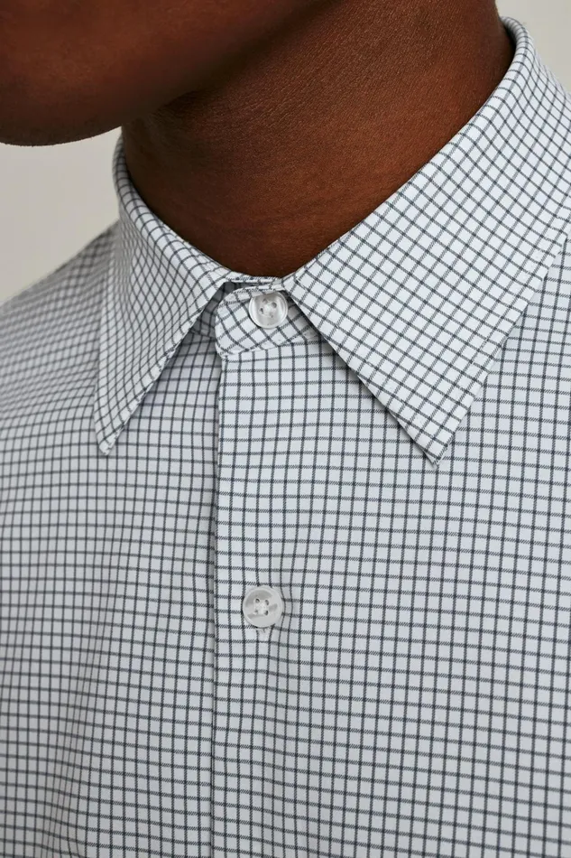 Men Business Casual Shirts Bonobos Tech Button Down Shirt Blue White Grid Check