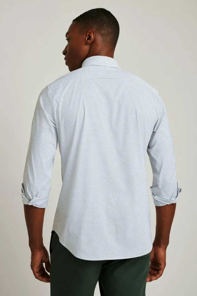 Men Business Casual Shirts Bonobos Tech Button Down Shirt Blue White Grid Check