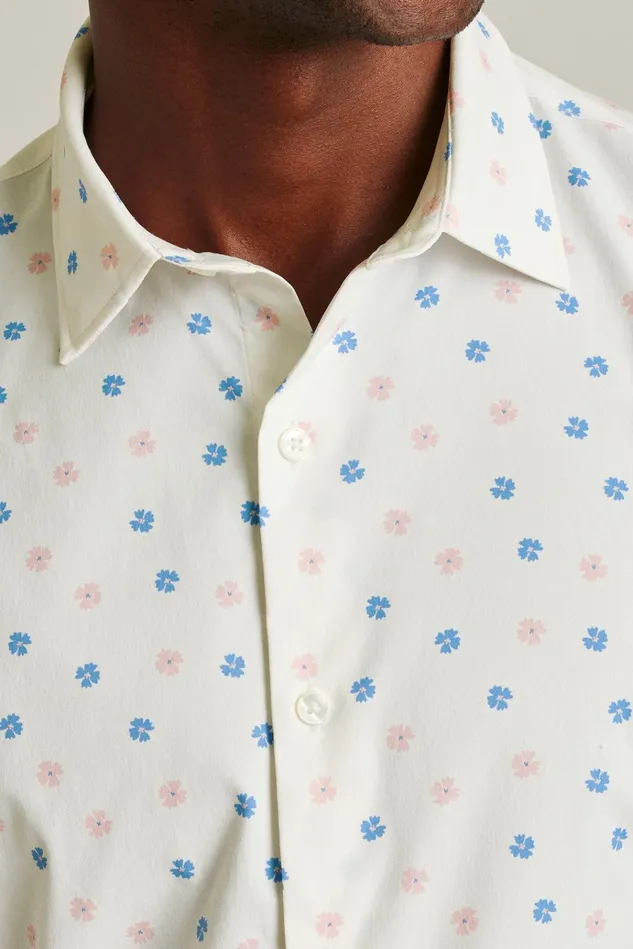 Men Business Casual Shirts Bonobos Tech Button Down Shirt Cornflower Blue Rose Floral