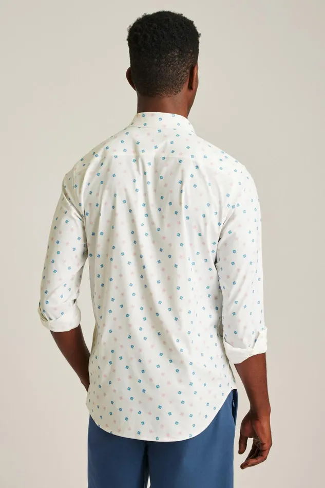 Men Business Casual Shirts Bonobos Tech Button Down Shirt Cornflower Blue Rose Floral