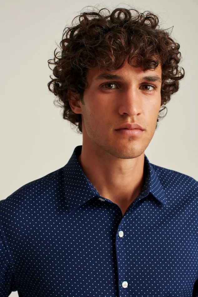 Men Business Casual Shirts Bonobos Tech Button Down Shirt Deep Blue Bay Dot