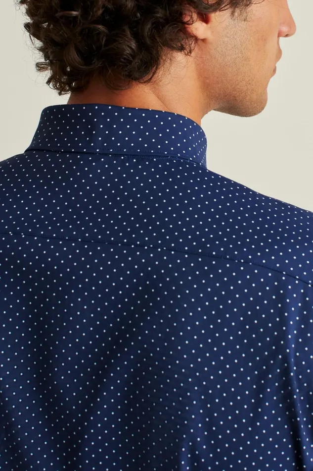 Men Business Casual Shirts Bonobos Tech Button Down Shirt Deep Blue Bay Dot