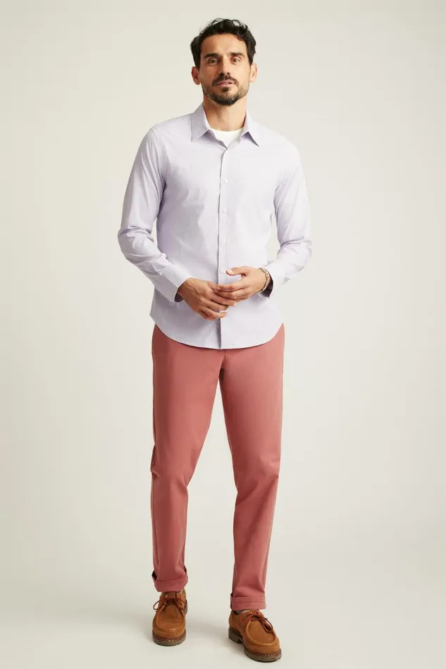 Men Business Casual Shirts Bonobos Tech Button Down Shirt Eggplant Plaid