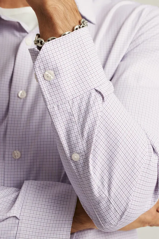 Men Business Casual Shirts Bonobos Tech Button Down Shirt Eggplant Plaid