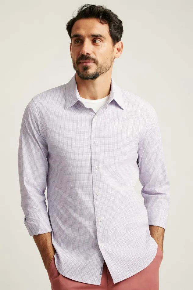 Men Business Casual Shirts Bonobos Tech Button Down Shirt Eggplant Plaid