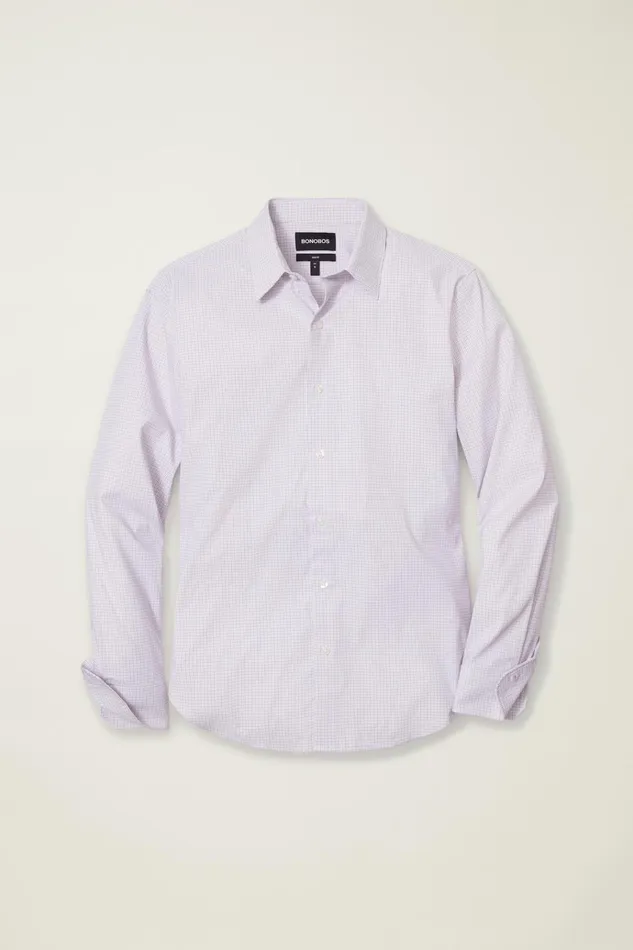 Men Business Casual Shirts Bonobos Tech Button Down Shirt Eggplant Plaid