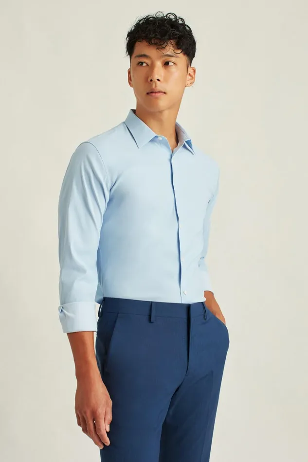 Men Business Casual Shirts Bonobos Tech Button Down Shirt Extended Sizes Light Blue