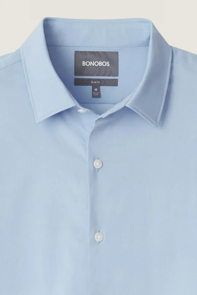 Men Business Casual Shirts Bonobos Tech Button Down Shirt Extended Sizes Light Blue