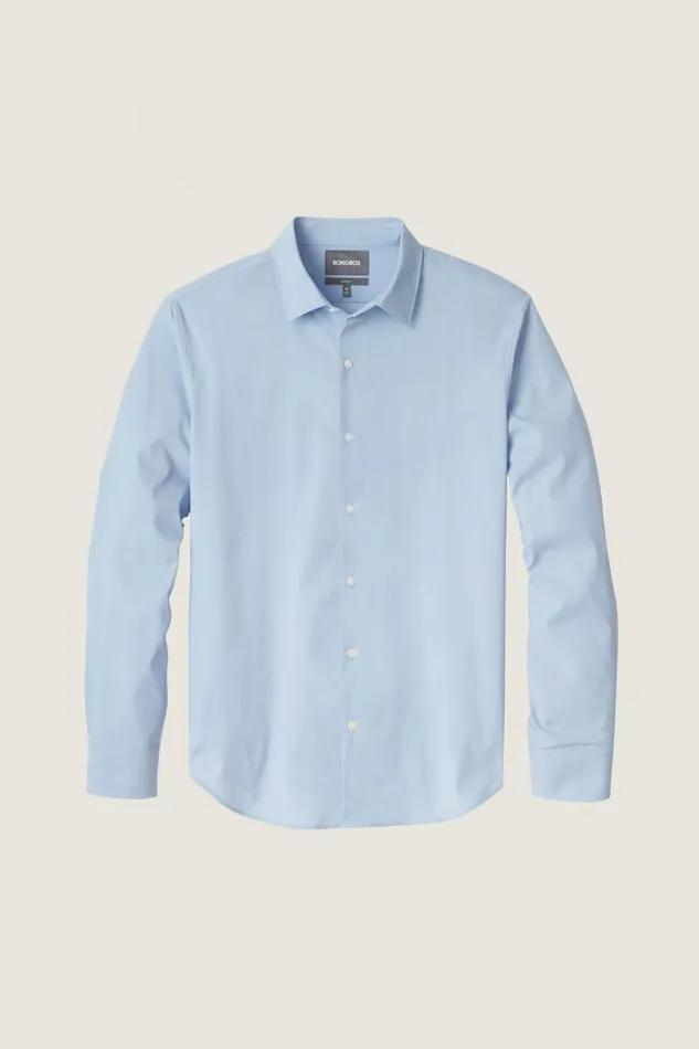 Men Business Casual Shirts Bonobos Tech Button Down Shirt Extended Sizes Light Blue