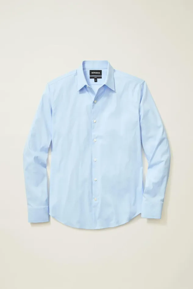 Men Business Casual Shirts Bonobos Tech Button Down Shirt Extended Sizes Light Blue