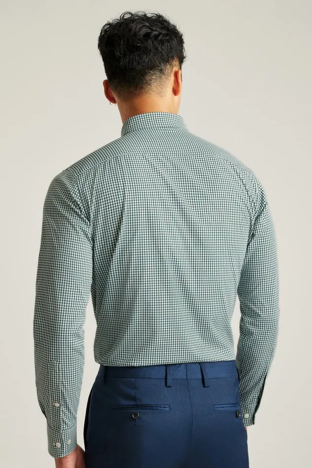 Men Business Casual Shirts Bonobos Tech Button Down Shirt Green Hughes Check