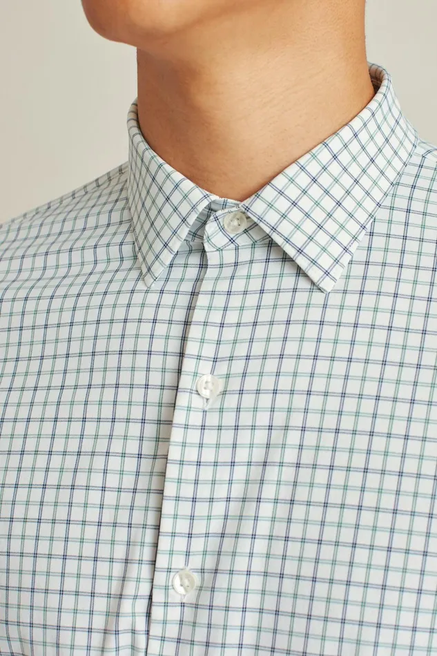 Men Business Casual Shirts Bonobos Tech Button Down Shirt Green Navy Tattersall
