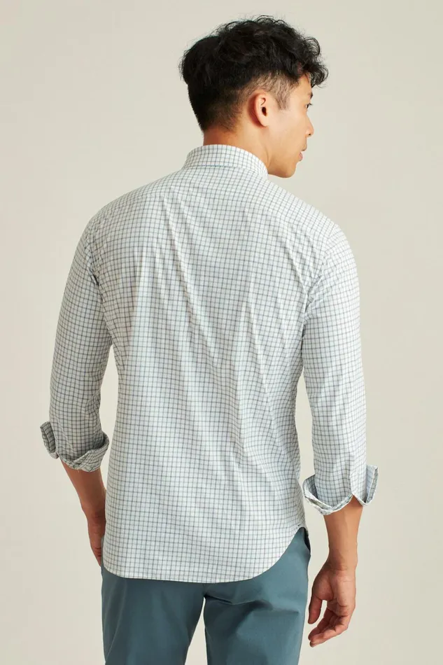 Men Business Casual Shirts Bonobos Tech Button Down Shirt Green Navy Tattersall