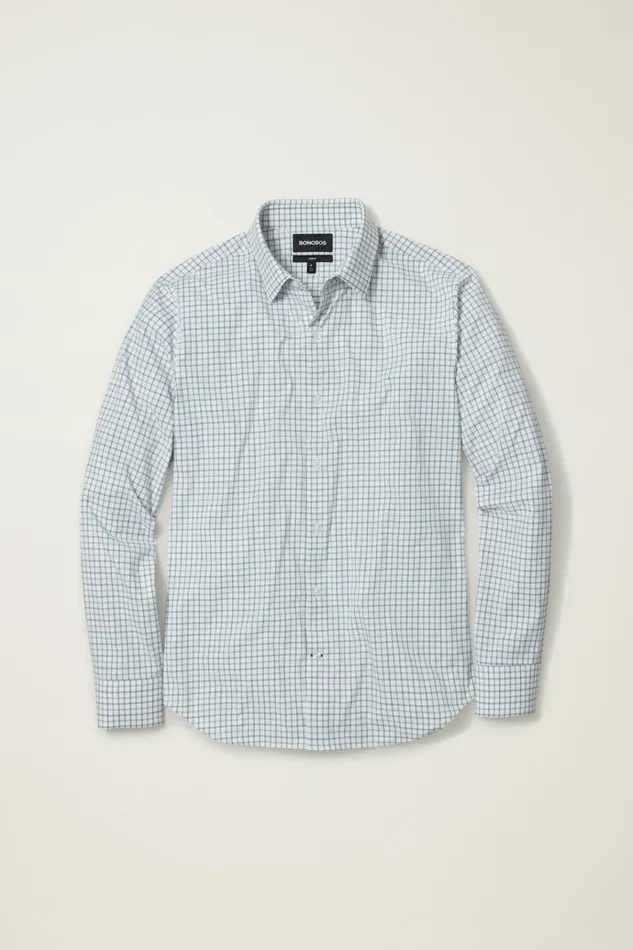 Men Business Casual Shirts Bonobos Tech Button Down Shirt Green Navy Tattersall