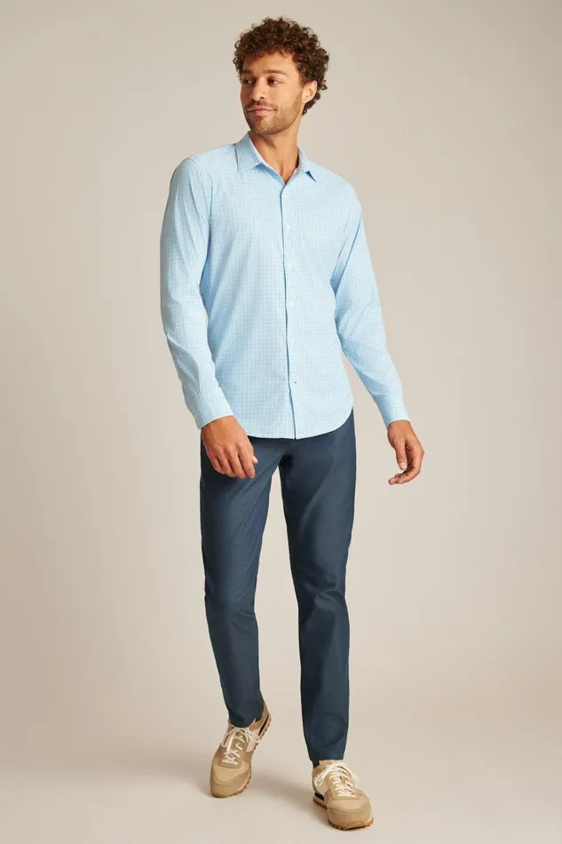 Men Business Casual Shirts Bonobos Tech Button Down Shirt Ice Blue Plaid