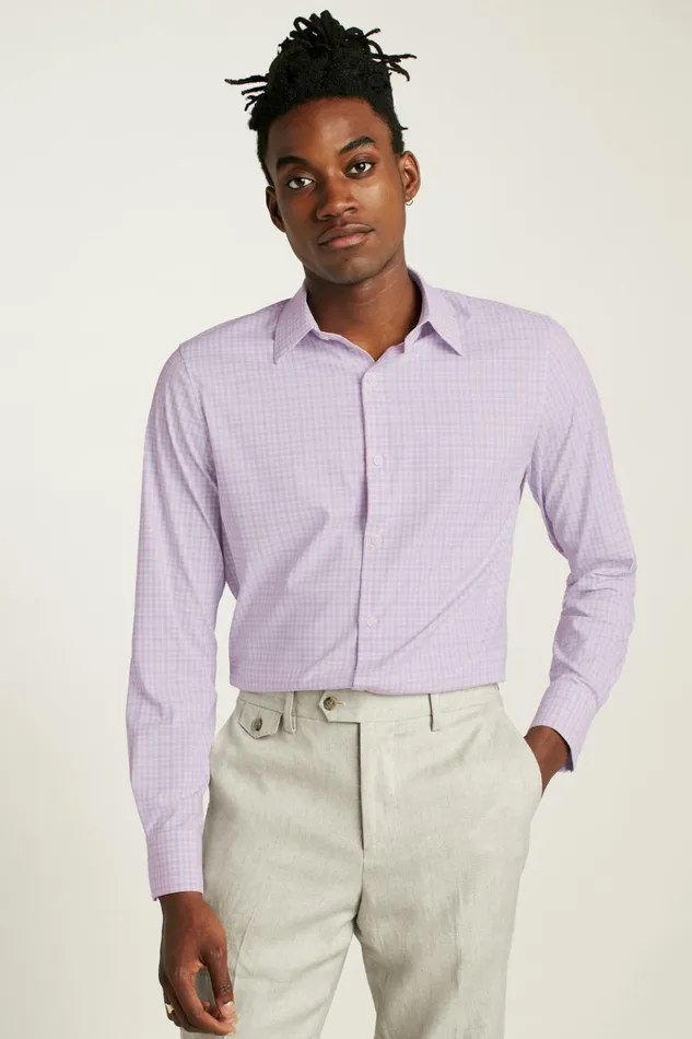 Men Business Casual Shirts Bonobos Tech Button Down Shirt Lilac Pascal Plaid