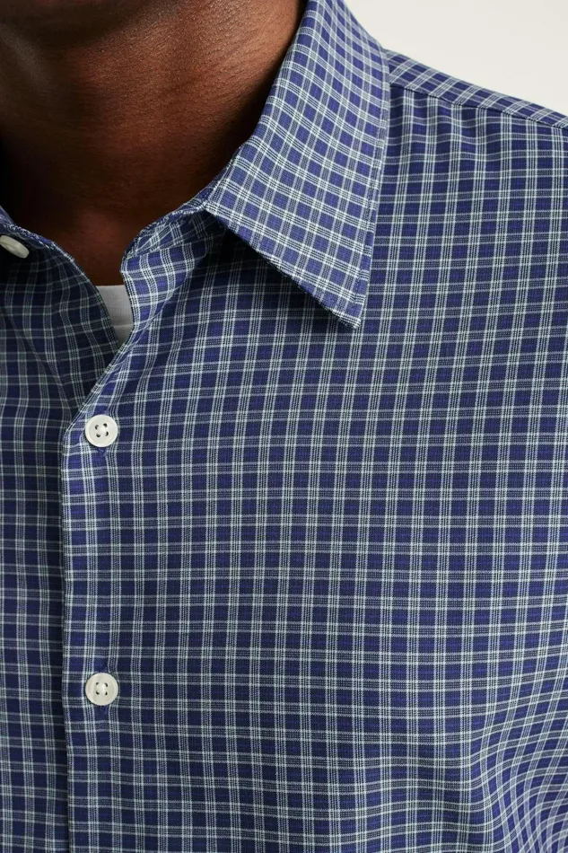 Men Business Casual Shirts Bonobos Tech Button Down Shirt Navy Blackstone Plaid