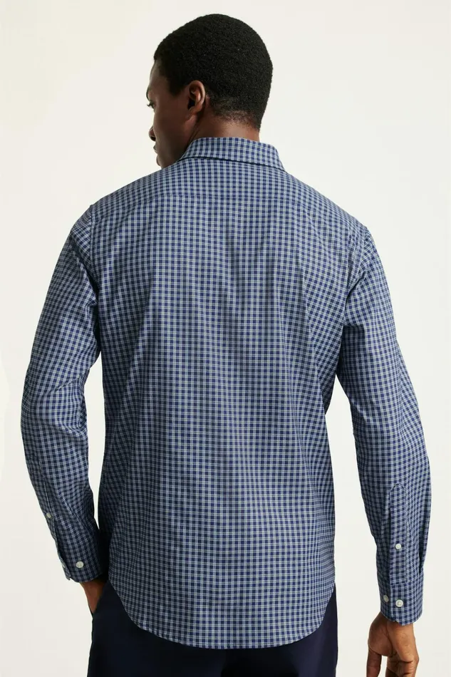 Men Business Casual Shirts Bonobos Tech Button Down Shirt Navy Blackstone Plaid