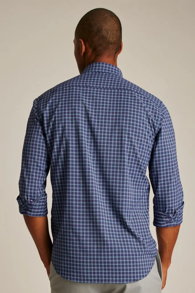 Men Business Casual Shirts Bonobos Tech Button Down Shirt Navy Greenland Plaid