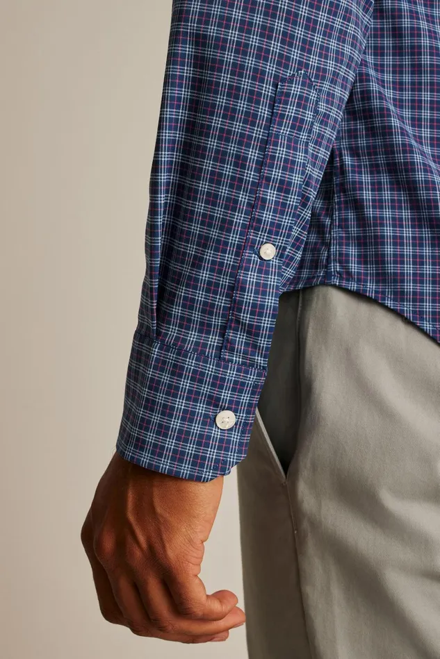 Men Business Casual Shirts Bonobos Tech Button Down Shirt Navy Greenland Plaid