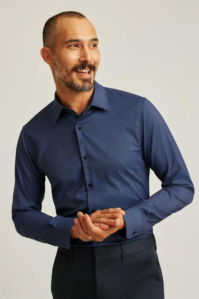 Men Business Casual Shirts Bonobos Tech Button Down Shirt Navy Micro Squares