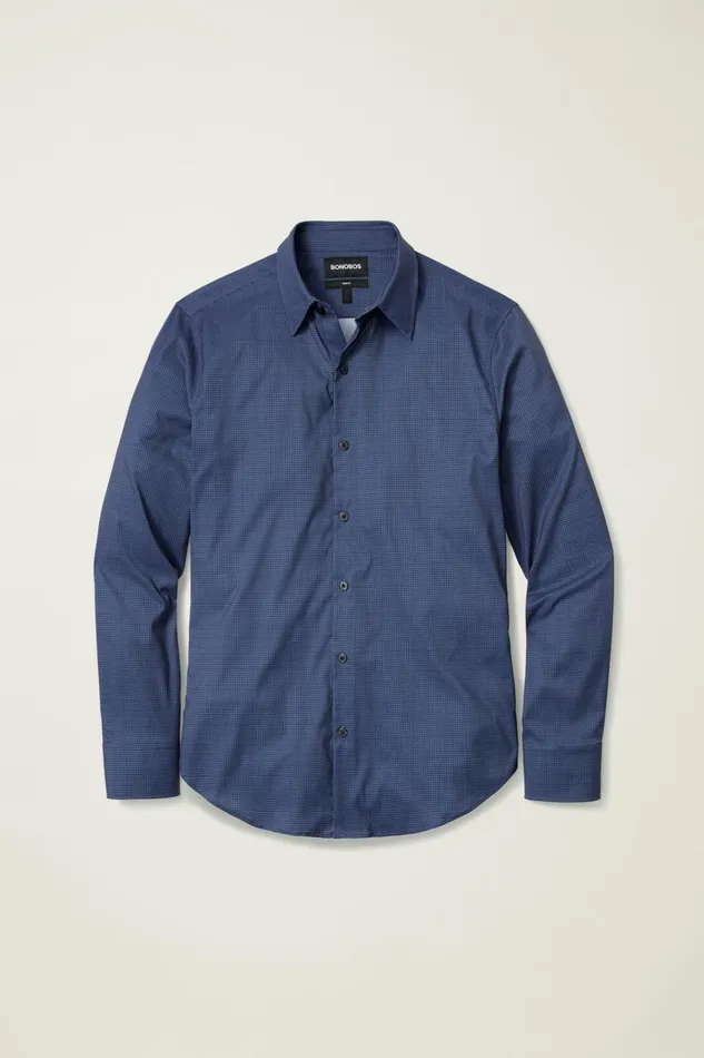 Men Business Casual Shirts Bonobos Tech Button Down Shirt Navy Micro Squares