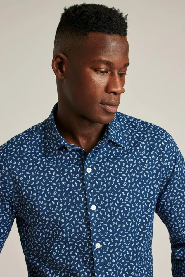 Men Business Casual Shirts Bonobos Tech Button Down Shirt Navy Pasta Party